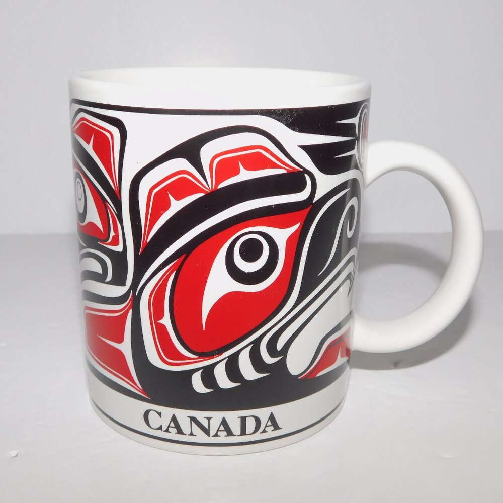 Discover Canada Capilano  Haida Animal Art  White Red Black Coffee Tea Mug